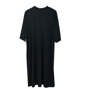 Lala Ozzy Dress Black Rib Knit Mock Neck Midi – Size M NWT Witchy